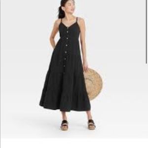 Simple black midi dress